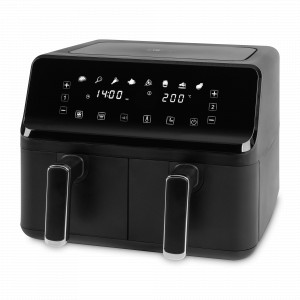 Аэрофритюрница с двумя чашами по 4 л, пластик, нержавеющая сталь, черный, CLATRONIC, Германия, CLATRONIC (Германия)