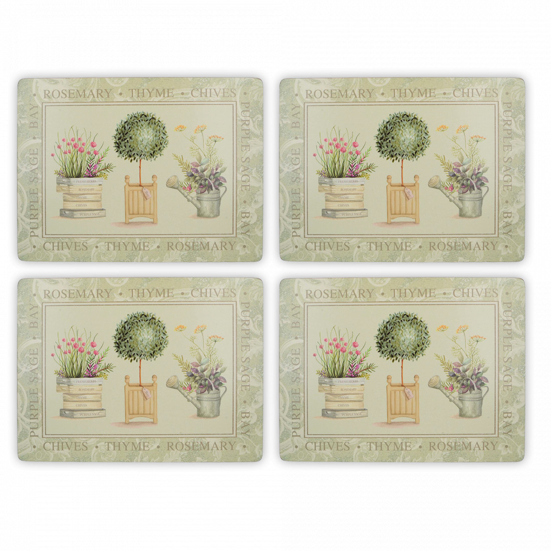 Набор из 4-х подстановочных салфеток Topiary, 40 х 29 см, пробка, декор, CREATIVE TOPS, Великобритания