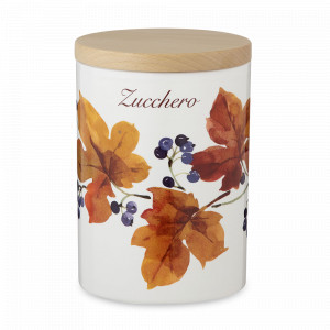 Банка для хранения сахара, 11,5 х 16 см, керамика, белый, декор, серия Autunno, NUOVA CER, Италия, NUOVA CER (Италия)