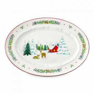 Блюдо овальное Nordic winter, 34.5 х 24 см, фарфор, белый, декор, серия New Year Essential, TKANO, Китай, TKANO (Россия)