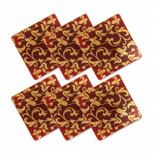 Набор из 6-ти десертных тарелок Bordeaux Gold, 16 см, фарфор, бордовый, золотой, серия Tosca, FALKENPORZELLAN, Германия, Плоские круглые тарелки