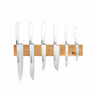 Набор из 6-ти кухонных ножей на магнитном держателе из дуба, серия Riviera Blanca, ARCOS, Испания, Набор ножей сантоку