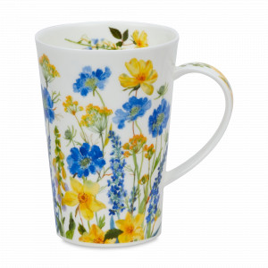 Кружка «Газон из голубых цветов», 440 мл, костяной фарфор, декор, серия Shetland, DUNOON, Великобритания, Большие кружки