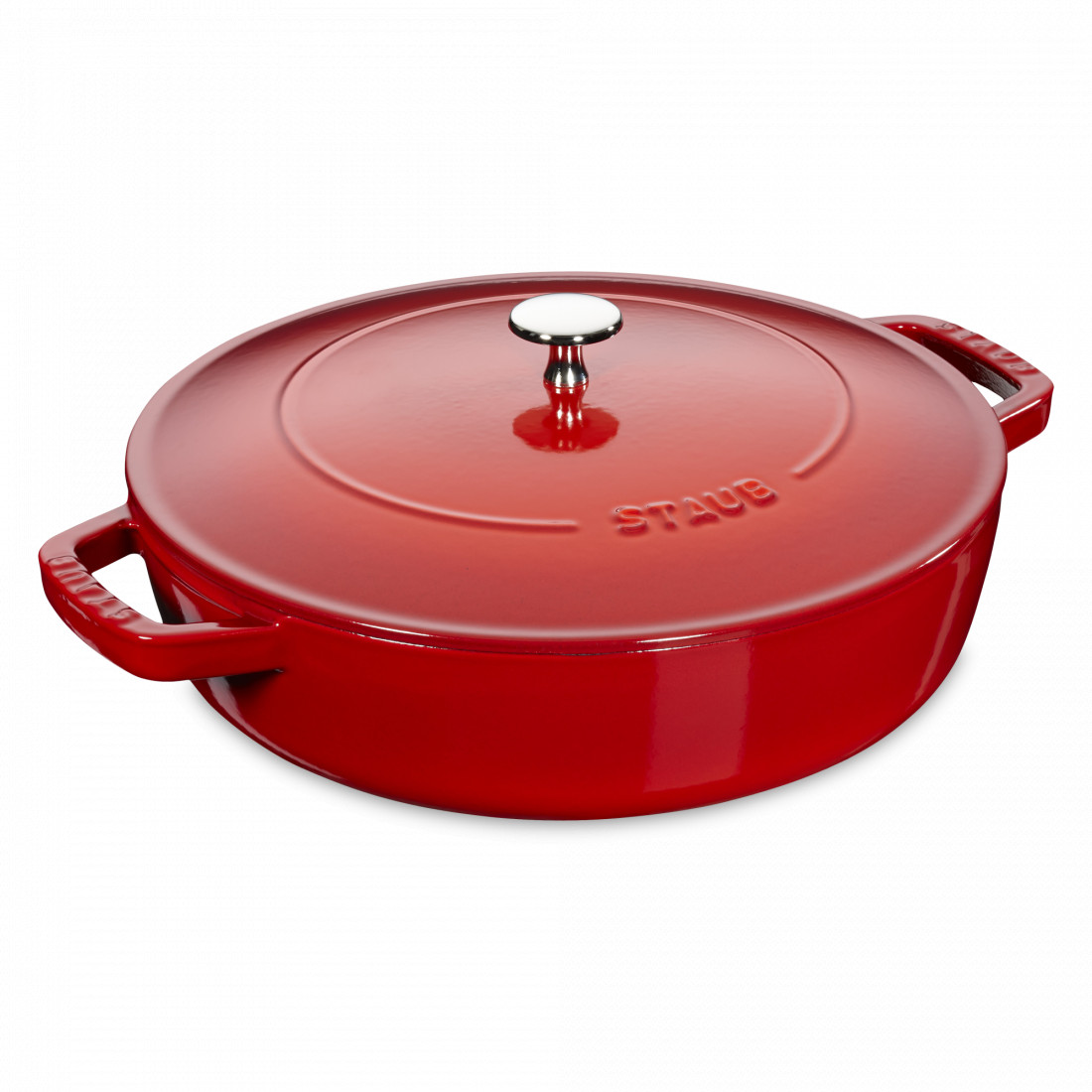Сотейник с крышкой, 28 см, чугун, вишневый, серия La Cocotte, STAUB, Франция