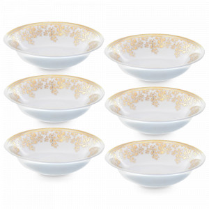 Набор из 6-ти порционных салатников Cream Gold, 14 см, фарфор, белый, золотой, серия Constanza Sophie, FALKENPORZELLAN, Германия, Наборы фарфоровых салатников