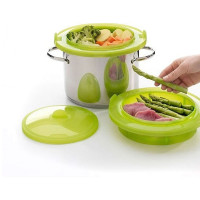 Пароварка двухъярусная, 22 см, силикон, зеленый, LEKUE, Испания_00819240061498999959.jpg