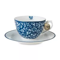 Пара кофейная для капучино, 16 х 7.1 см, 0,26 л, фарфор, синий, белый, серия Sweet Alyssum, Laura Ashley, Великобритания, 