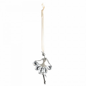 Украшение новогоднее - подвес Балерина, 8 см, стекло, металл, серебристый, серия New Year, ANNA LAFARG, Китай, New Year ANNA LAFARG