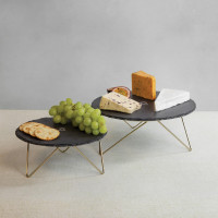 Блюдо двухярусное сервировочное, 34 х 20 см, металл, натуральный камень, серия Arteza, KITCHEN CRAFT, Великобритания_00817710053182824029.jpg