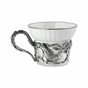 Чашка &quot;Яблочный спас&quot;, латунь, фарфор, 155 мл, серия Летний сад, Кольчугинский Мельхиор, Россия, Чашки