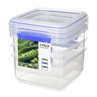 Набор из 3-х контейнеров, 1,2 л, пластик, синий, серия Klip It, SISTEMA, Новая Зеландия