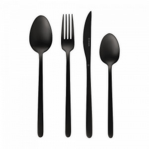 Набор столовых приборов на 6 персон, 24 предмета, нержавеющая сталь 18/0, черный матовый, серия Pure, LIBERTY JONES, Китай, Подарочные столовые приборы