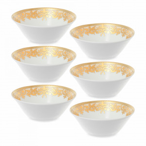 Набор из 6-ти порционных салатников Creme Gold, 14 см, фарфор, бежевый, золотой, серия Constanza Natalia, FALKENPORZELLAN, Германия, Constanza Natalia FALKENPORZELLAN