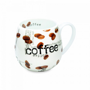 Кружка «Кофейный коллаж», 420 мл, фарфор, белый, декор, KOENITZ, Германия, Большие кружки