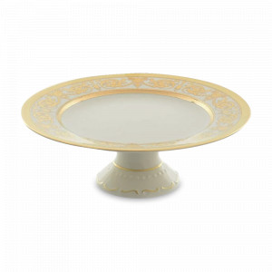 Блюдо для торта Creme Gold, 32 см, фарфор, кремовый, золотой, серия Imperial, FALKENPORZELLAN, Германия, Тортовницы