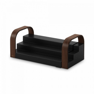 Органайзер - полка для специй трехъярусная раздвижная, дерево, пластик, 32 х 13 см, черный/орех, серия Bellwood, UMBRA, Канада, Органайзеры для хранения