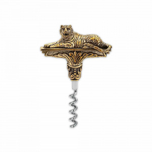 Штопор «Тигр», латунь, золотистый, серия Охотничий домик, Кольчугинский Мельхиор, Россия, Штопоры