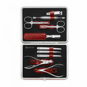 Набор маникюрный в кожаном футляре, отделка крокодил, цвет красный, 10 предметов, Classic Inox, ZWILLING J.A. HENCKELS, Германия, ZWILLING (Германия)