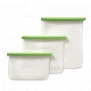 Набор из 3-х плоских пакетов для хранения продуктов, 500 мл + 1 л + 1.5 л, силикон, зеленый, серия Reuse &amp; Reduce, LEKUE, Испания, Хранение продуктов LEKUE