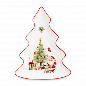 Блюдо - Ель, 26 см, фарфор, белый, декор, серия Рождественский винтаж, DECOR DE TABLE, Россия, Блюда из фарфора