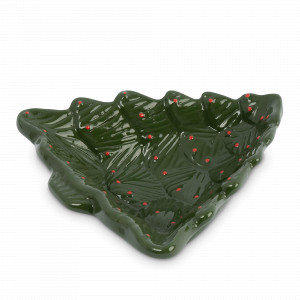 Блюдо сервировочное «Елка», 18 х 16 см, керамика, зелено-красная, рельеф, серия New Year, ANNA LAFARG, Китай, Блюда сервировочные, менажницы