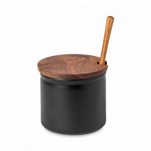 Емкость с ложкой, 680 мл, керамика, черный, серия Boutique, COSTA NOVA, Португалия, Емкости для хранения