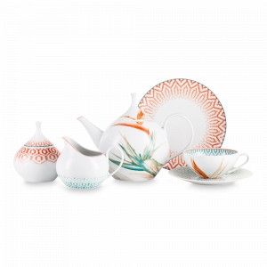 Сервиз чайный на 6 персон, 21 предмет, фарфор, декор, серия Fiji, VISTA ALEGRE, Португалия, Чайные сервизы из фарфора