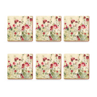 Набор из 6-ти подстановочных салфеток Wild Field Poppies, 10,5 х 10,5 см, пробка, декор, CREATIVE TOPS, Великобритания