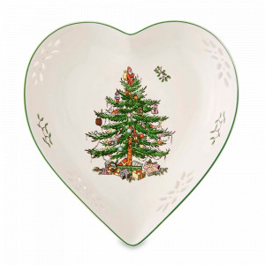 Блюдо в форме сердца, ширина: 18 см, материал: фаянс, цвет: декор, серия Рождественская ель, SPODE, Великобритания, SPODE (Великобритания)