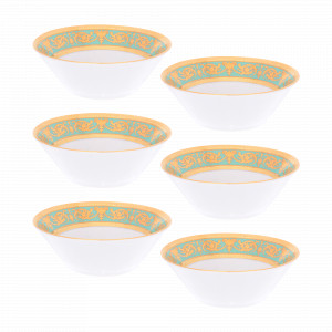 Набор из 6-ти порционных салатников Seladon Gold, 14 см, фарфор, оливковый, золотой, серия Constanza Imperial, FALKENPORZELLAN, Германия, Скидка до -30% на фарфор FALKENPORZELLAN