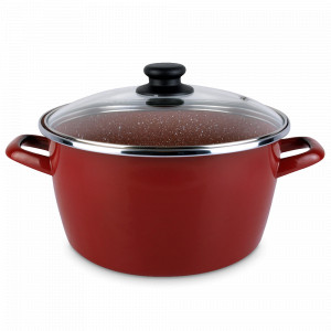 Кастрюля высокая с крышкой Terracota, 26 см, сталь, стеклоэмаль, оранжевый, серия Toscana, VITRINOR, Испания, Посуда антипригарная