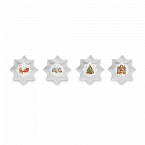 Набор для закусок, 4 предмета, 11 см, фарфор, серия Christmas Heritage, EASY LIFE (R2S), Италия, Новогодняя коллекция