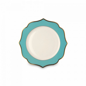 Тарелка пирожковая, 15 см, костяной фарфор, позолота, мятный, серия Ionica, LE COQ, Италия, Тарелки хлебные