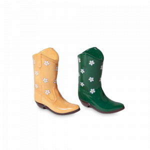 Набор из солонки и перечницы, 9.5 см, керамика, желтый, зеленый, серия Rodeo, DOIY, Испания, Керамические солонки