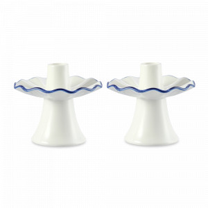 Набор из 2-х подсвечников, 10.5 см, фарфор, белый, синий, серия Santorini, LIBERTY JONES, Китай, Santorini LIBERTY JONES