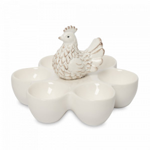 Блюдо сервировочное для яиц, 14 см, 6 ячеек, фарфор, белый, декор, серия Easter, ANNA LAFARG, Китай, Easter ANNA LAFARG