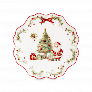 Тарелка закусочная, 21 см, фарфор, белый, декор, серия Рождественский винтаж, DECOR DE TABLE, Россия, Китайский фарфор