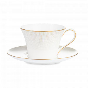 Пара чайная, 270 мл, костяной фарфор, белый, золотой, серия Золотая паутина, NARUMI, Япония, Золотая паутина NARUMI