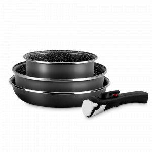 Набор посуды, 4 предмета, сталь, стеклоэмаль, черный, серия Click &amp; Space, VITRINOR, Испания, VITRINOR (Испания)