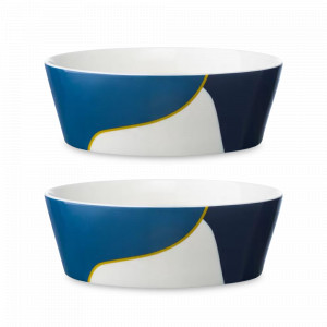 Набор салатников, 2 предмета, 16 см, фарфор, синий с авторским принтом, серия Freak Fruit, TKANO, Россия, Наборы тарелок для кухни