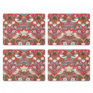 Набор из 4-х подставок под горячее «Дрозды», 40 х 30 см, пробка, красный фон, декор, серия Забавная фауна, PIMPERNEL, Великобритания, Салфетки подстановочные