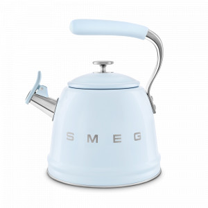 Чайник со свистком, 2.3 л, нержавеющая сталь, голубой, SMEG, Италия, Чайники наплитные