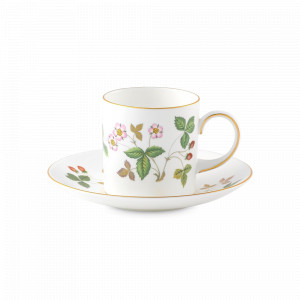 Пара кофейная, 160 мл, костяной фарфор, декор, серия Strawberry, WEDGWOOD, Великобритания, Кофейные пары