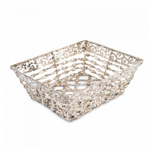 Корзина декоративная прямоугольная «Celebration», 25 х 20 см, пластик, металл, шампань, серия New Year, ANNA LAFARG, Китай, Этажерки и вазы для фруктов