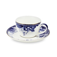 Пара чайная, фарфор, белый, синий, HOMEFEEL, Россия