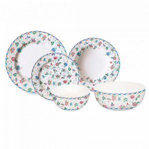 Сервиз столовый на 6 персон Букингем, 21 предмет, костяной фарфор, белый, декор, серия Emily, ANNA LAFARG, Китай, ANNA LAFARG (Китай)