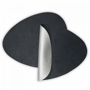 Набор из 2-х двухсторонних сервировочных салфеток, 33 х 41 см, экокожа ПВХ, синий/светло-серый, серия Drops, LIBERTY JONES, Китай, Салфетки подстановочные