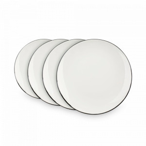 Набор из 4-х обеденных тарелок «Black Line», 27.7 см, костяной фарфор, белый, черный, WAECHTERSBACH, Германия, Наборы тарелок для кухни