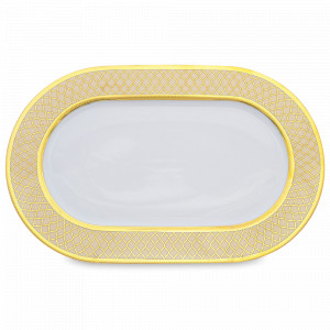 Блюдо овальное Creme Gold, 36 х 23 см, фарфор, бежевый, золотой, серия Constanza Valencia, FALKENPORZELLAN, Германия, Скидка до -30% на фарфор FALKENPORZELLAN