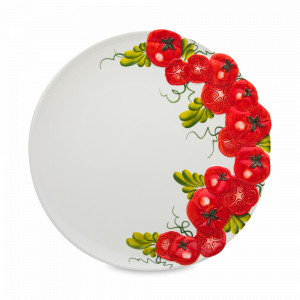 Блюдо круглое, 38 см, керамика, белый, декор, серия Томаты, EDELWEISS, Италия, EDELWEISS (Италия)